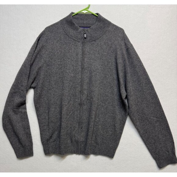 Alan Flusser Other - Alan Flusser Gray 100% Cashmere Full Zip Cardigan Sweater XXL Mens